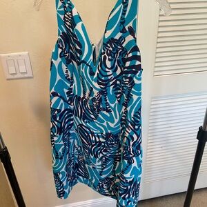 Lilly Pulitzer Turquoise and Navy Patterned Dress